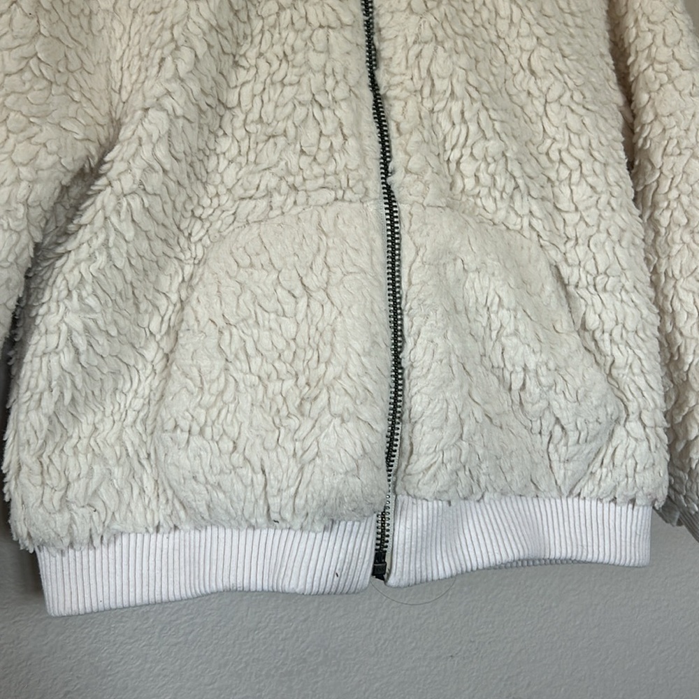 Gap Kids Girls Sherpa Bear Ear Hooded Cream Zip Up Jacket - Picture 3 of 6